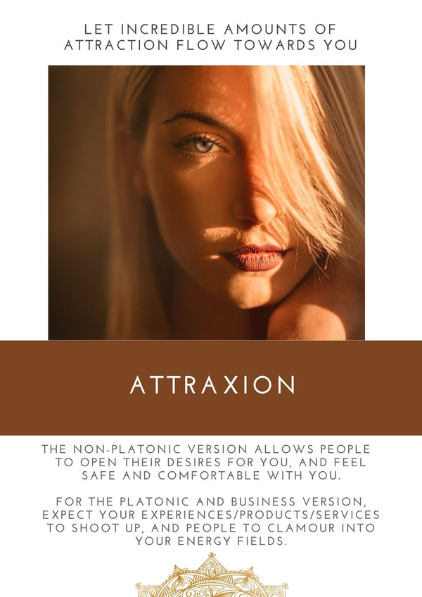 Attraxion - A bottle of the product with a captivating design, symbolizing attraction and allure.