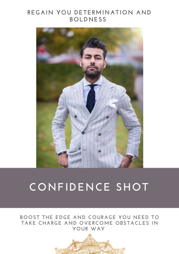 "Confidence Shot - Overcome self-doubt and anxiety, boost your confidence and dominance. Conquer challenges and gain the edge you need."