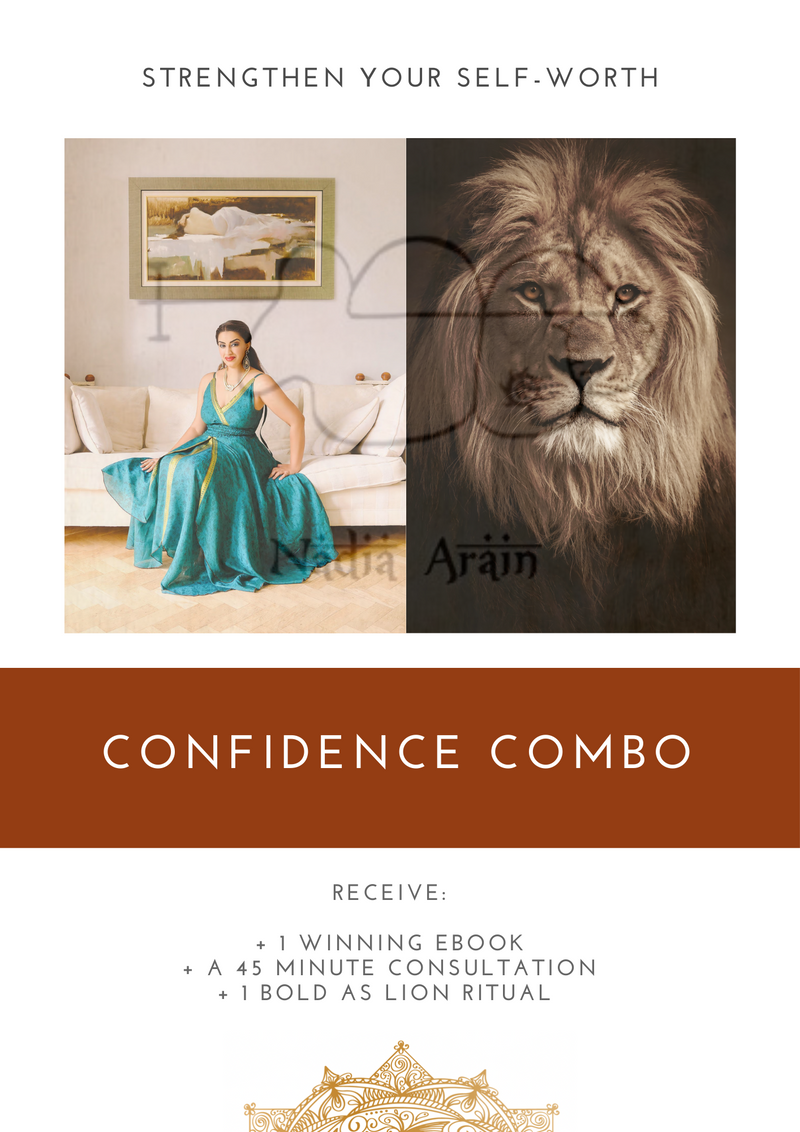 "Confidence Combo - Elevate your confidence and willpower. Includes eBook, consultation, and Bold as a Lion Ritual to strengthen your inner core."